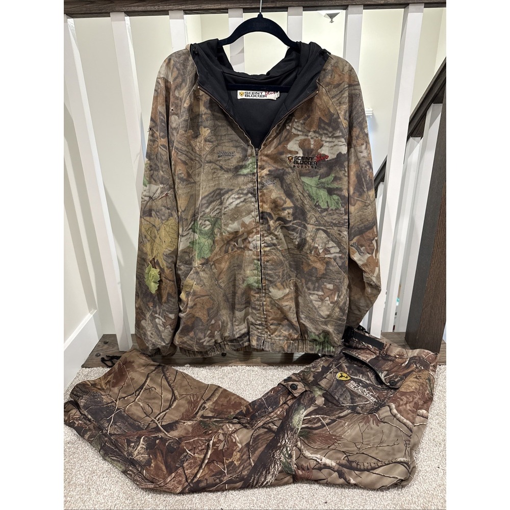 Scent Blocker Mens XL/XXL Camo Hunting Season  Cargo Real Tree Set READ